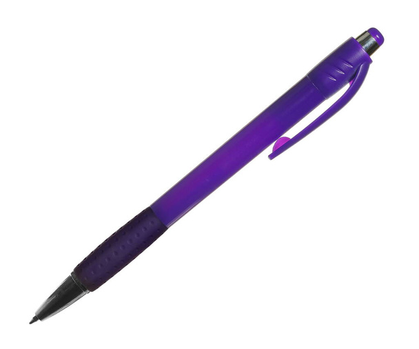Purple ballpoint pen isolated on white background with clipping path - 写真・画像