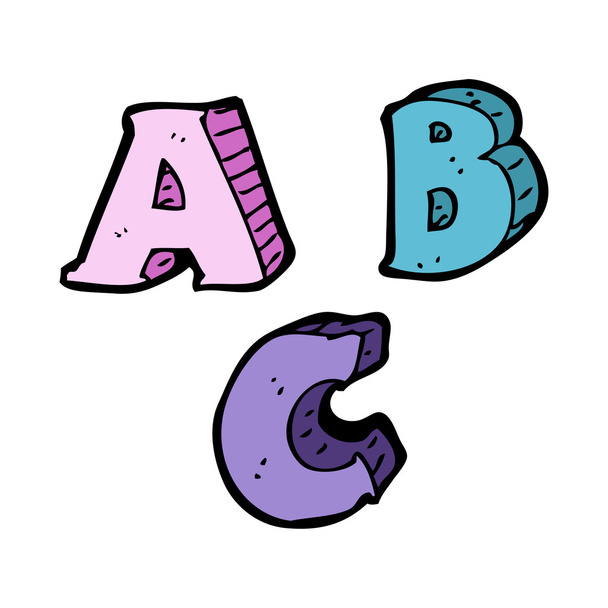 Caricatura ABC cartas
 - Vector, Imagen