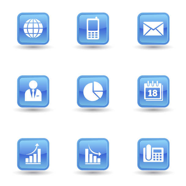 Business Glossy Icons Set - Vector, Image