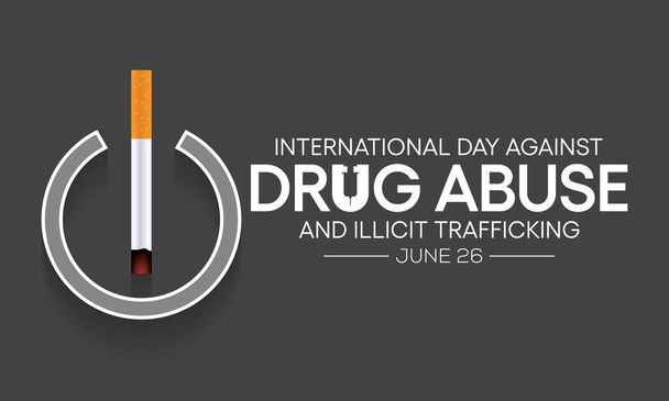 Każdego roku 26 czerwca obchodzony jest międzynarodowy dzień walki z nadużywaniem narkotyków i nielegalnym handlem narkotykami. Ilustracja wektora. - Wektor, obraz