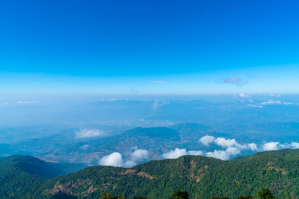 beautiful mountain layer with clouds and blue sky at  Kew Mae Pan Nature Trail in Chiang Mai, Thailand - Photo, Image