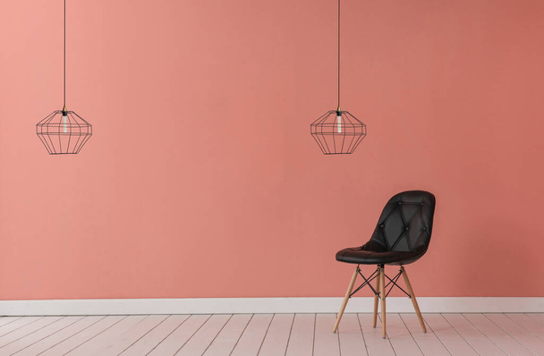 Lámpa fal és szék koncepció keret, belső tér. - Fotó, kép