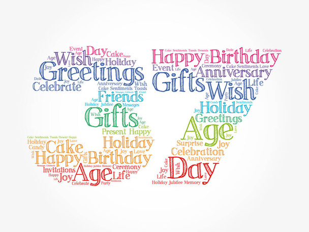 Happy 37th birthday word cloud, holiday concept backgroun - Photo, Image