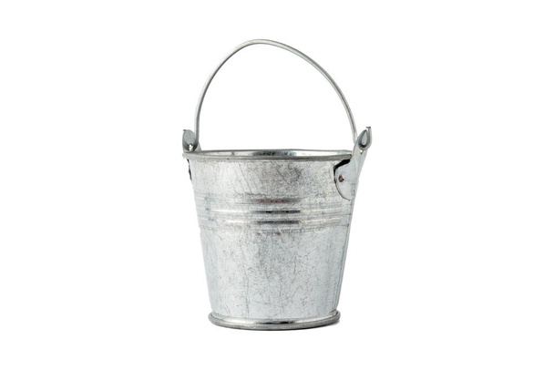 Zinc bucket close-up on a white background, isolate - Photo, Image