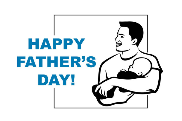 happy father day concept father and baby vector illustration  - Vector, Image
