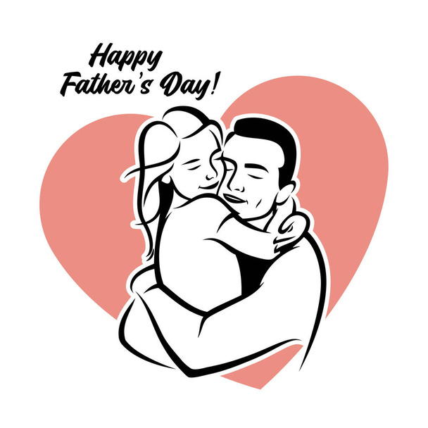 happy father day concept father and daughter vector illustration  - Vektor, obrázek
