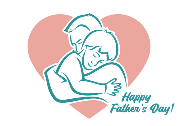 happy father day concept father and son vector illustration  - Vektor, obrázek