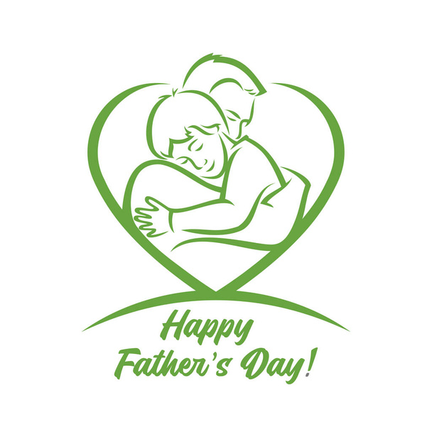 happy father day concept father and son vector illustration  - Vektor, kép