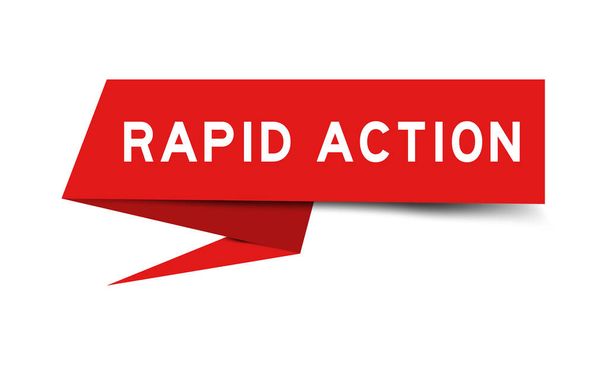 Banner de voz de papel con palabra acción rápida en color rojo sobre fondo blanco (Vector) - Vector, Imagen