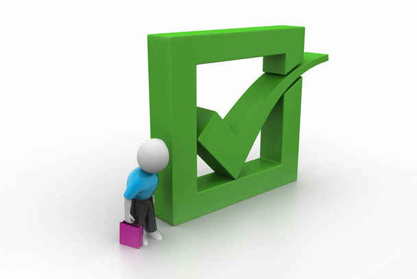 3D muž se zelenou značkou v rámečku - Fotografie, Obrázek
