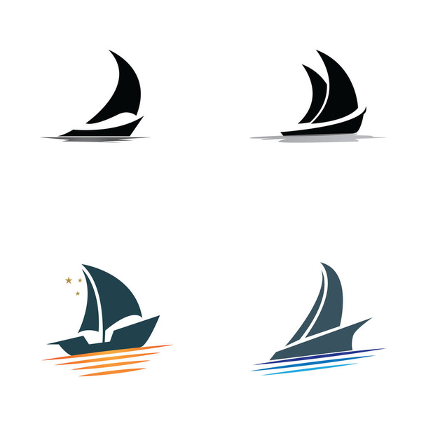 Dhow logosunun silueti Asya Afrika 'dan geleneksel yelkenli tasarımı - Vektör, Görsel