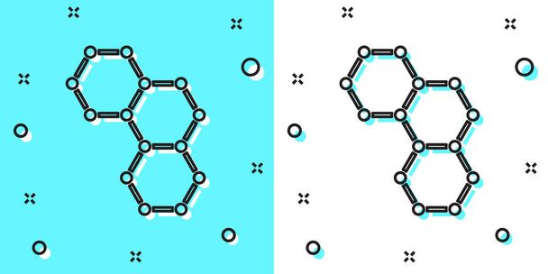 Černá čára Chemický vzorec ikona izolované na zeleném a bílém pozadí. Abstraktní hexagon pro inovační medicínu, zdraví, výzkum a vědu. Náhodné dynamické tvary. Vektor. - Vektor, obrázek