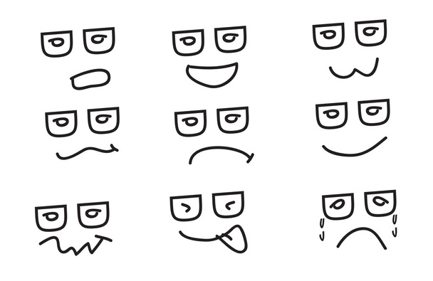 Conjunto de mano dibujar vector emoción de dibujos animados
 - Vector, Imagen
