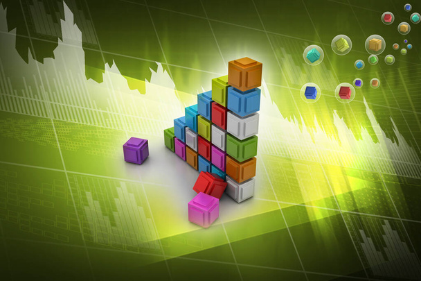 Диаграмма, состоящая из нескольких кубов разных цветов - Фото, изображение