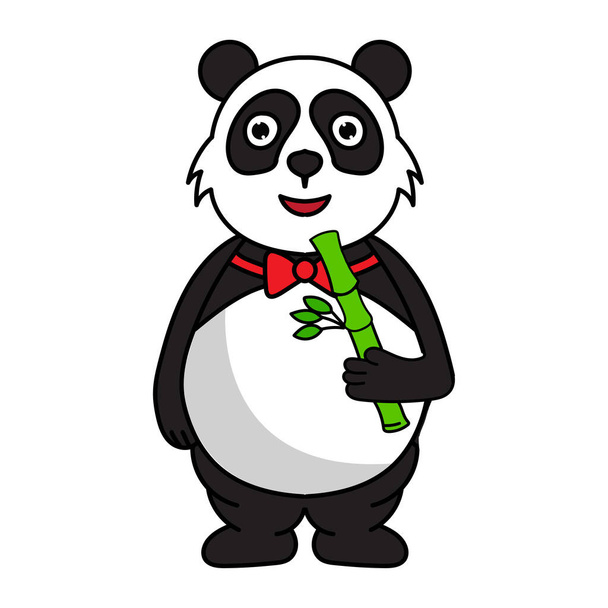 aranyos kövér panda kabala rajzfilm karakter illusztráció eszik bambusz - Vektor, kép