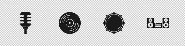 Set Microphone, Vinyl disk, Dial knob level and Home stereo icon. Vector. - Vector, Image