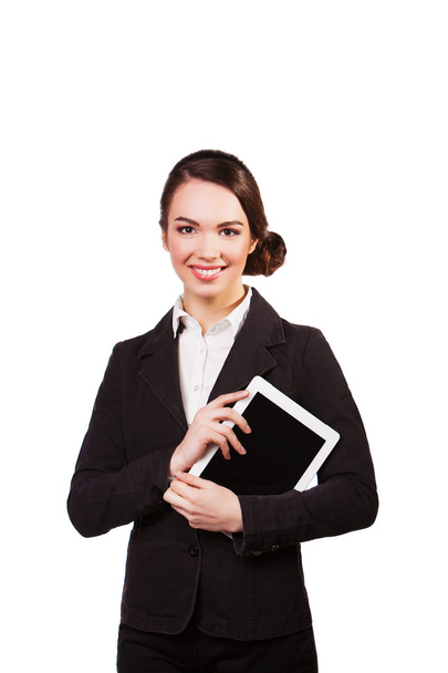 Beautiful young businesswoman showing a display of electronic tablet - Фото, изображение