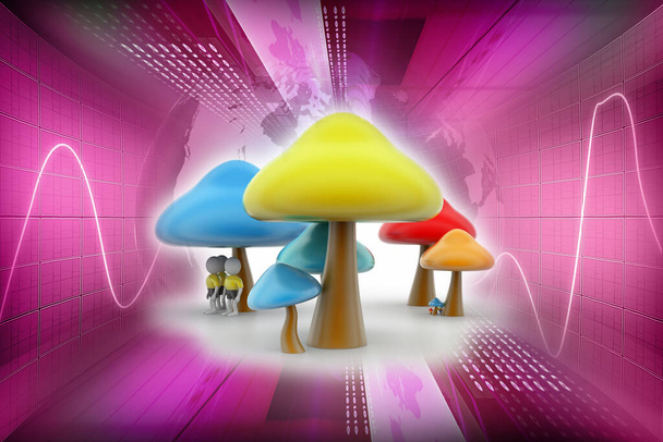 3d people under the mushrooms - Photo, Image