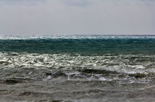 Italy, Sicily, Mediterranean sea, rough sea in the Sicily channel in winter - Foto, imagen