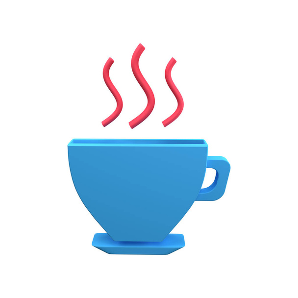 ícone copo de café 3d. Isolado 3d renderização ícone copo de café. 3d copo de chá ícone - Foto, Imagem