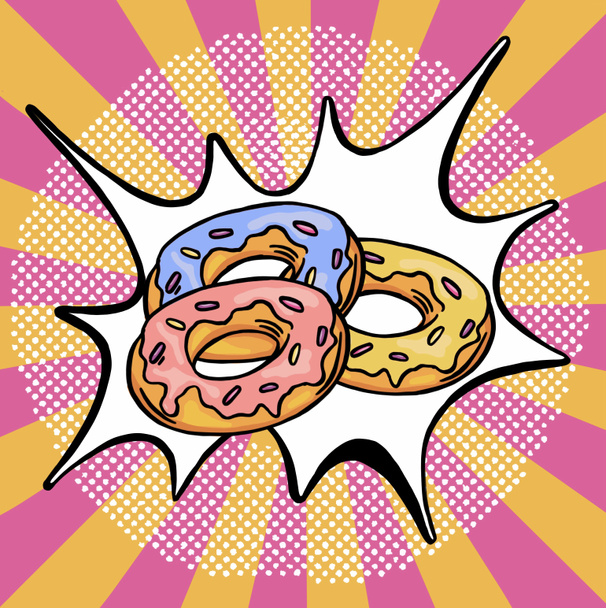 Pop Art Woman with donut. illustration. High quality illustration - Photo, Image