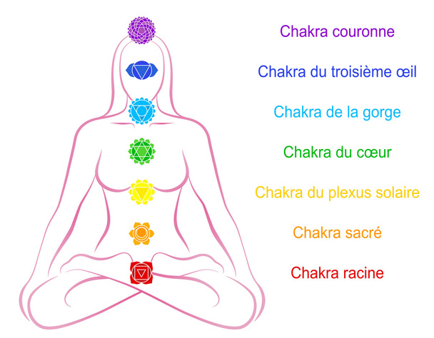 chakra's vrouw beschrijving Frans - Vector, afbeelding