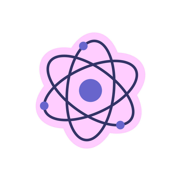 Kiertoradan ikoni, tiedettä symboloiva atomi. Värillinen symboli koulutukseen. Vektoriesimerkki. - Vektori, kuva