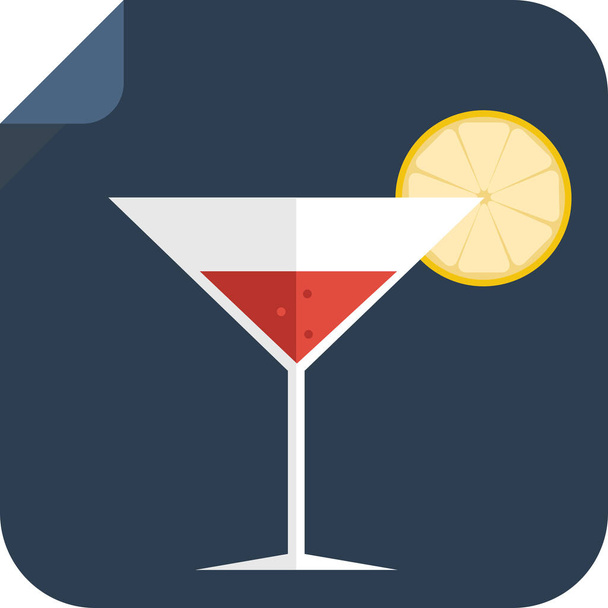 lemon alcohol cocktail icon in flat style - Vector, Image