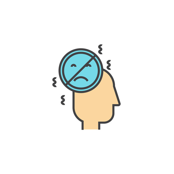 depression negative thinking icon in filled-outline style - Vector, Image
