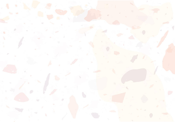 Terrazzo modern abstract template. Pink and orange texture of classic italian flooring. Background made of stones, granite, quartz, marble, concrete.  Venetian terrazzo trendy vector backdrop - Vector, imagen