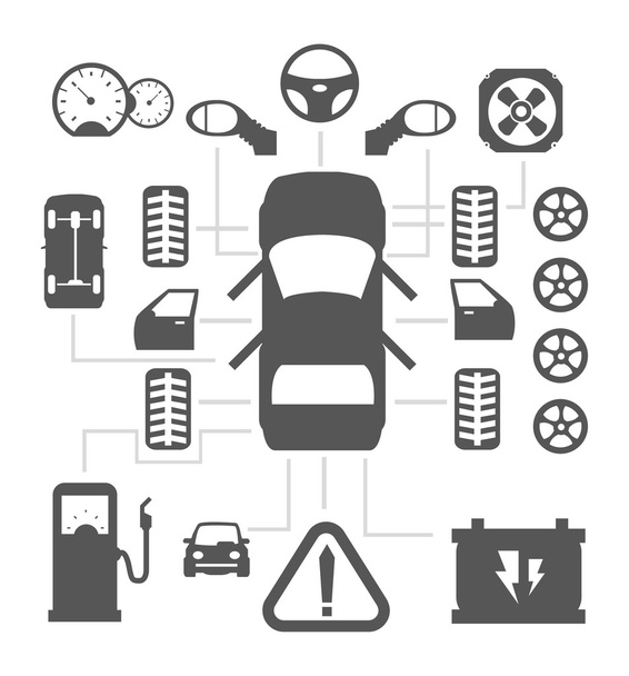 Iconos de piezas de coche
 - Vector, imagen