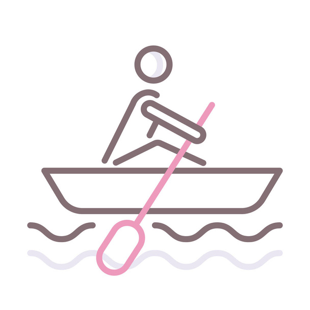 Wioślarska ikona łodzi w kategorii natura-odkryty-przygoda - Wektor, obraz