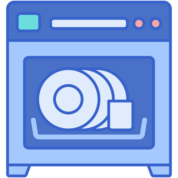 spotřebič myčka nádobí ikona kuchyně - Vektor, obrázek