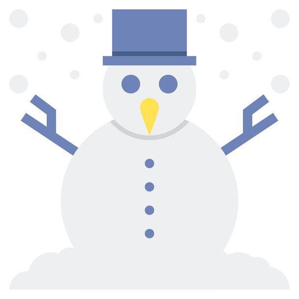 mrkev vánoční sníh ikona v plochém stylu - Vektor, obrázek