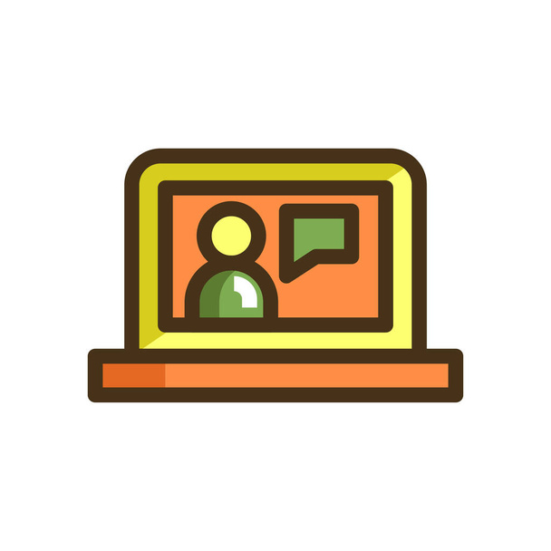 blogging online seminar tutorial icon in filled-outline style - Vector, Image