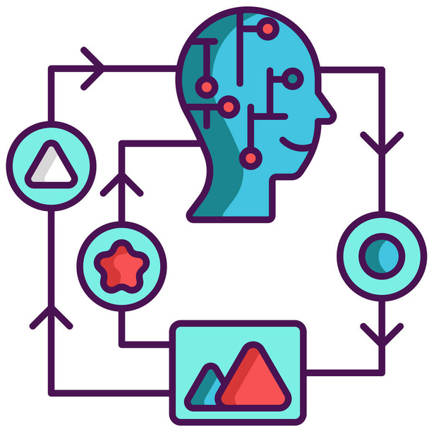 ícone de reforço de aprendizagem de inteligência artificial - Vetor, Imagem