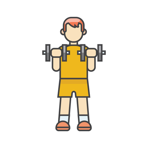 aeróbica dumbells exercícios ícone em estilo de esboço preenchido - Vetor, Imagem