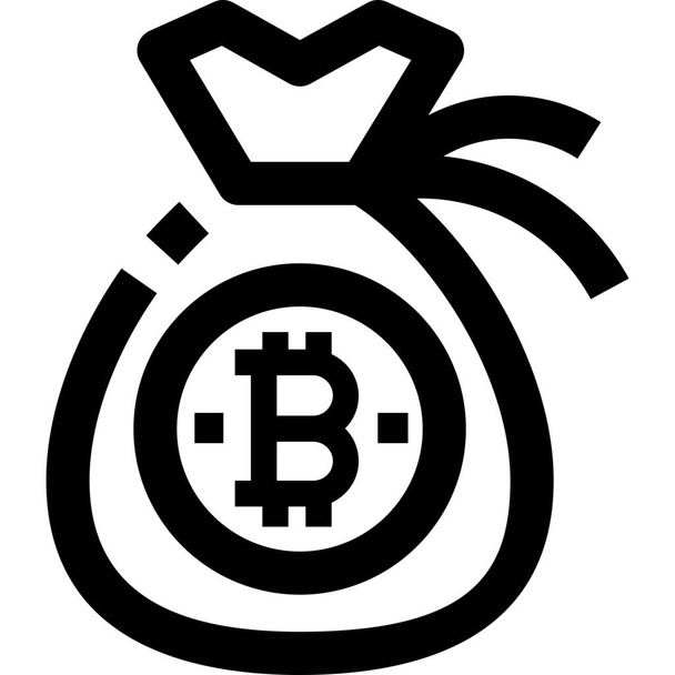 pièce sac crypto-monnaie argent sac icône - Vecteur, image
