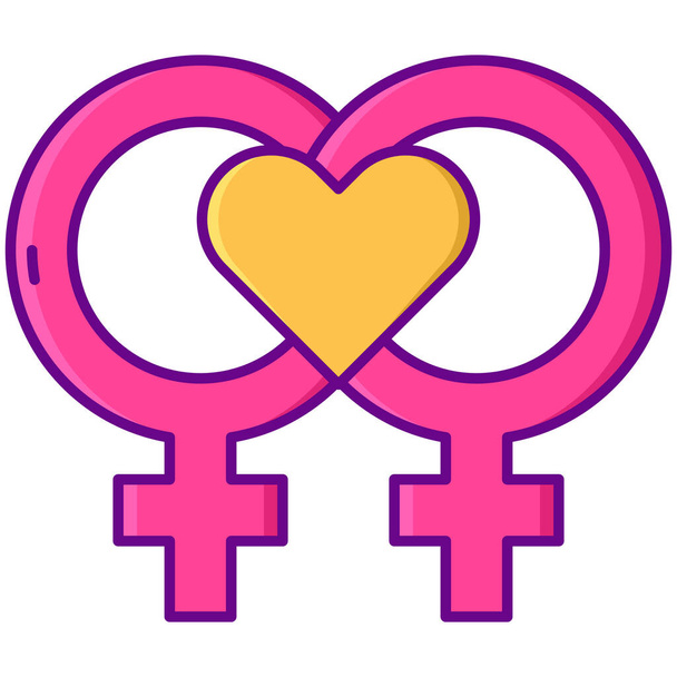 feminino sexo lésbico ícone na cultura-comunidades categoria - Vetor, Imagem