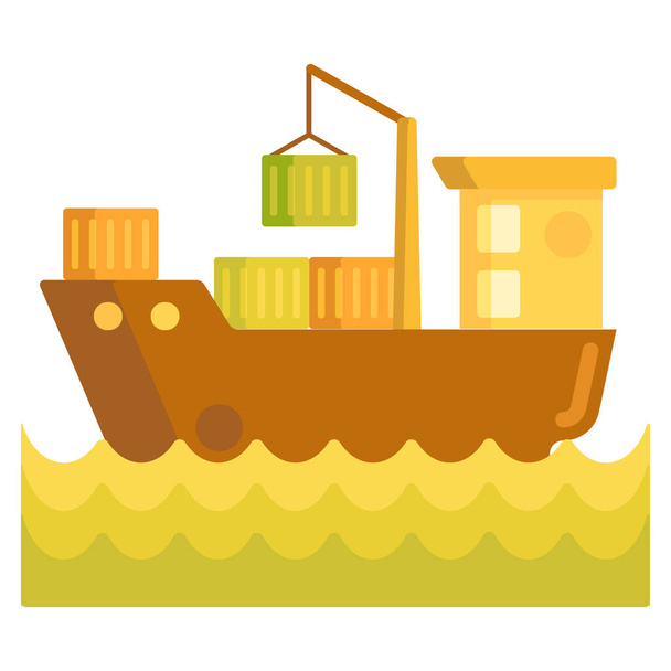 vrachtschip pictogram vracht in platte stijl - Vector, afbeelding