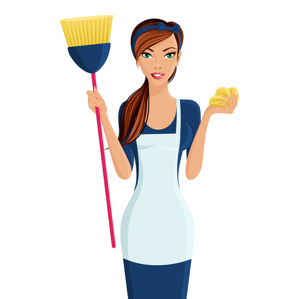 молода жінка cleaner
 - Вектор, зображення