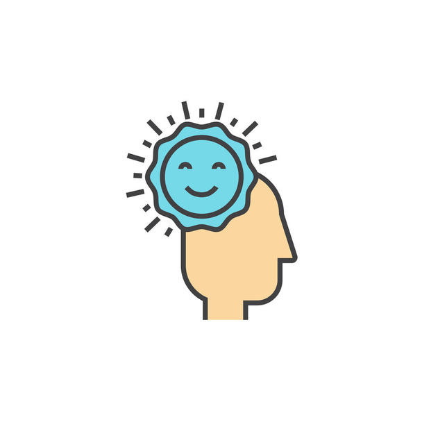hersenen gelukkige gevoelens icoon in gevulde-outline stijl - Vector, afbeelding