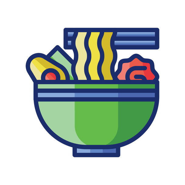 ramen noodles food icon in filled-outline style - Vector, Image
