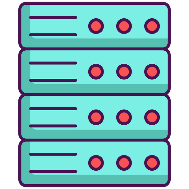 base de datos de alojamiento icono de rack en estilo de esquema lleno - Vector, Imagen