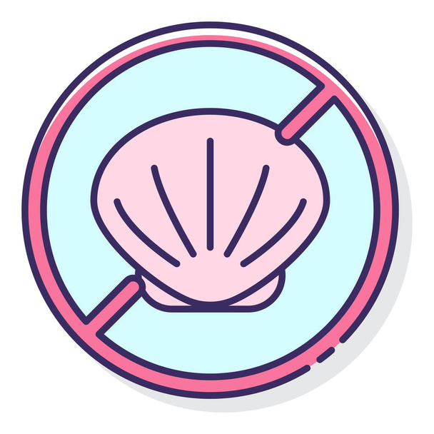 ícone de moluscos alimentares de alergia em estilo de esboço preenchido - Vetor, Imagem
