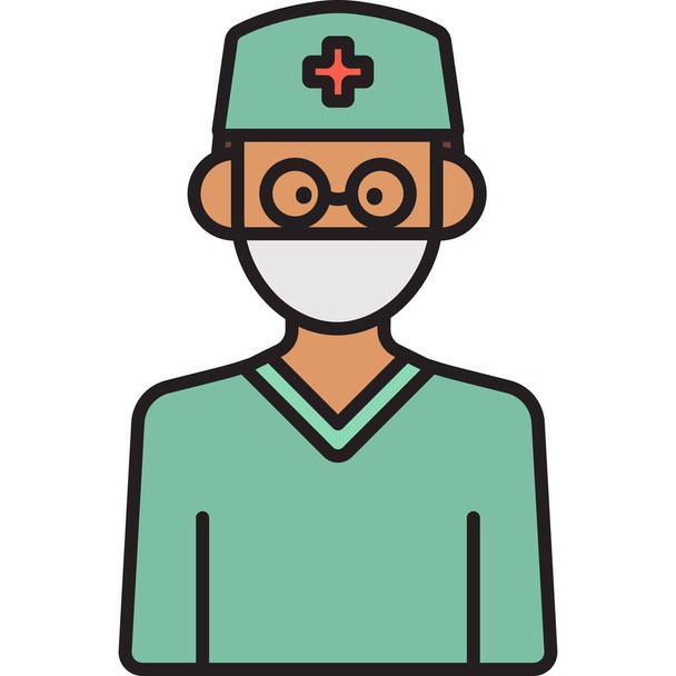 cirujano médico icono masculino en estilo de contorno lleno - Vector, imagen