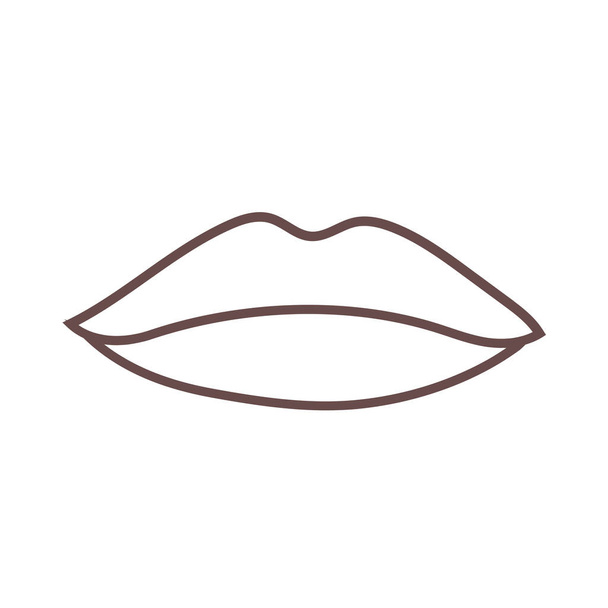 icona cosmetica di bellezza del labbro in stile contorno - Vettoriali, immagini