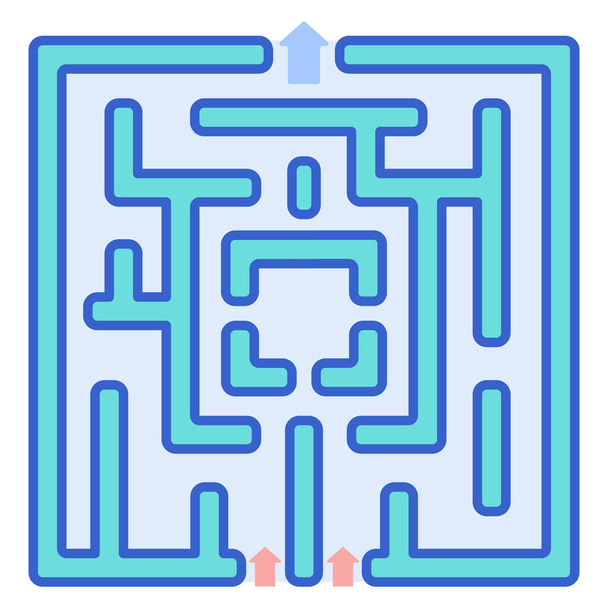 spel labyrint kaart pictogram in gevulde-outline stijl - Vector, afbeelding