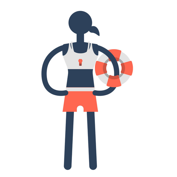 costguard life boy lifeguard icon in flat style - Vector, Image