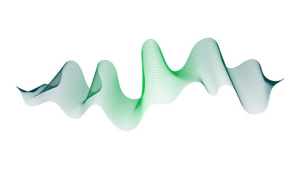 白い背景に緑の波勾配の線で抽象的な背景。現代の技術的背景、波のデザイン。ベクターイラスト - ベクター画像